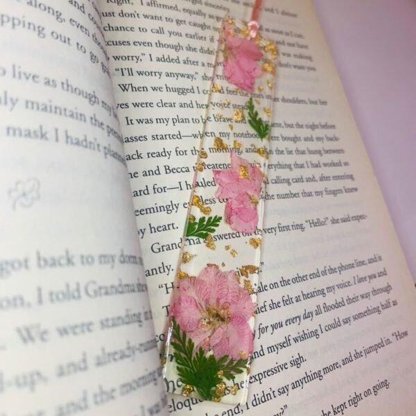 Resin Pink Flower Bookmark