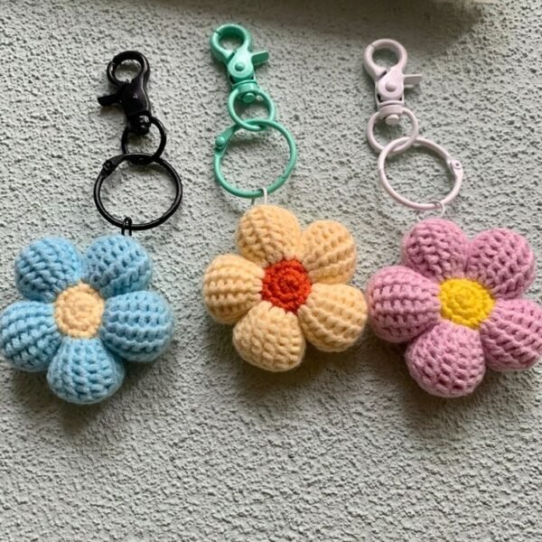 Crochet Mini Flower Keychain